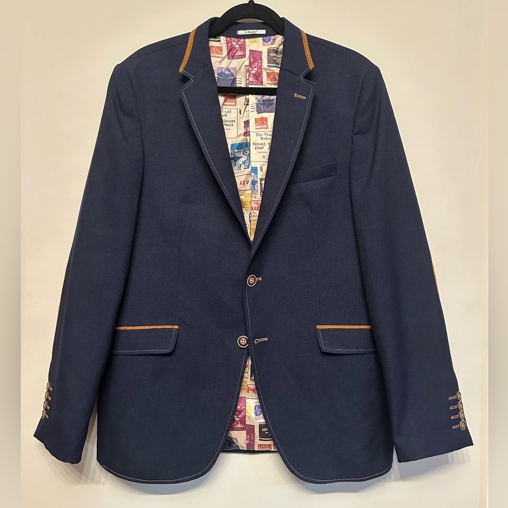 Vercini Navy Blazer w/ Postage Stamp Lining Size 54 (US 44L)